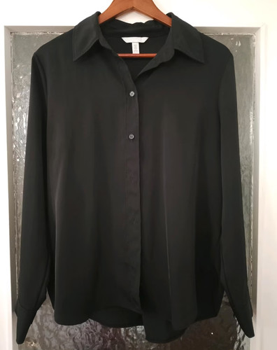 Schwarze langarm businessbluse - schwarze,