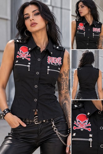 ärmellose bluse totenkopf - Ärmellose,